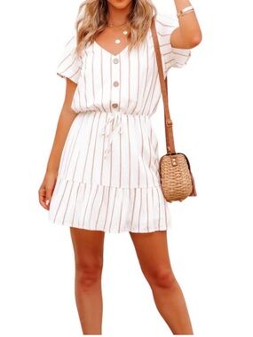 Newbury Kustom x VICI "Kick the Dust" Striped Ruffle Mini Dress S NWT